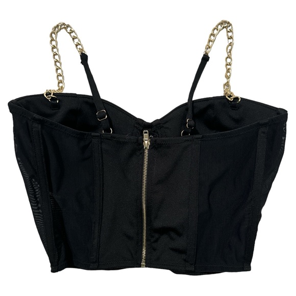 Say What Black Bustier Gold Chain Vintage Corset - Picture 4 of 9